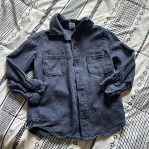 GAP Kids Navy Checkered Button Down Shirt